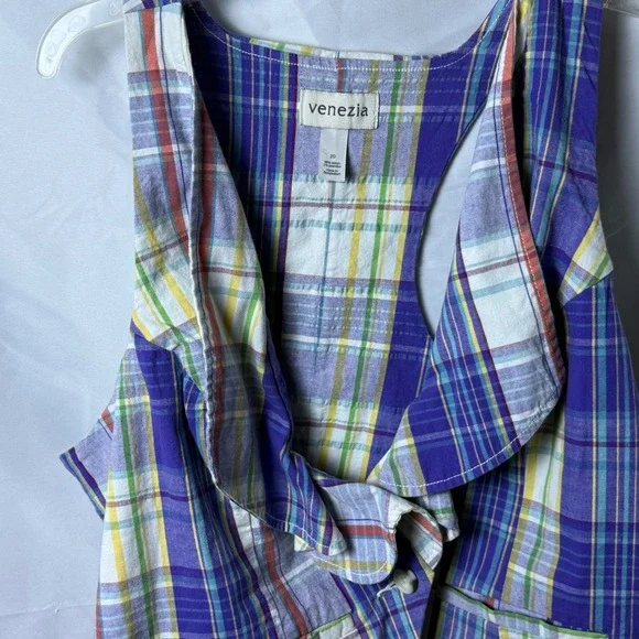 Venezia Women's Plaid Vest Size‎ 20 Ruffle Front Pockets Lightweight - Picture 3 of 5